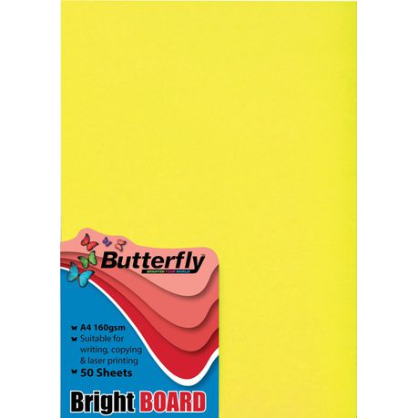 Butterfly A4 Bright Board 50s - Yellow Buy Online in Zimbabwe thedailysale.shop