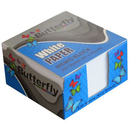 Butterfly Memo Block (95 x 95mm) 500 Sheets - White Paper