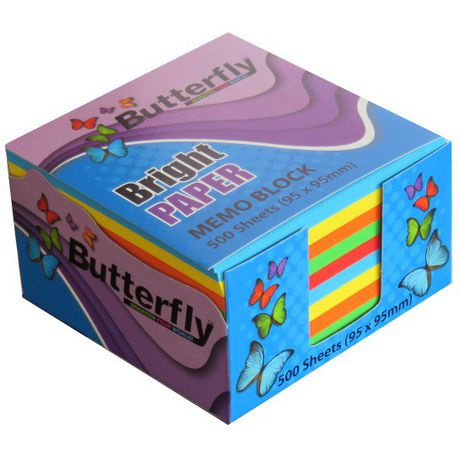 Butterfly Memo Block (95 x 95mm) 500 Sheets - Bright Paper