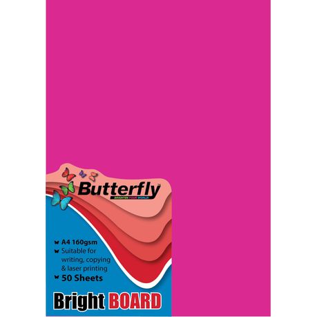 Butterfly A4 Bright Board 50s - Pink Buy Online in Zimbabwe thedailysale.shop