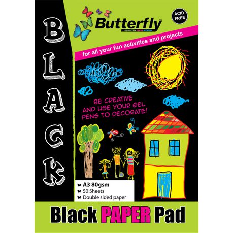 Butterfly Project Paper Pad - Black A3 50 Sheets Buy Online in Zimbabwe thedailysale.shop