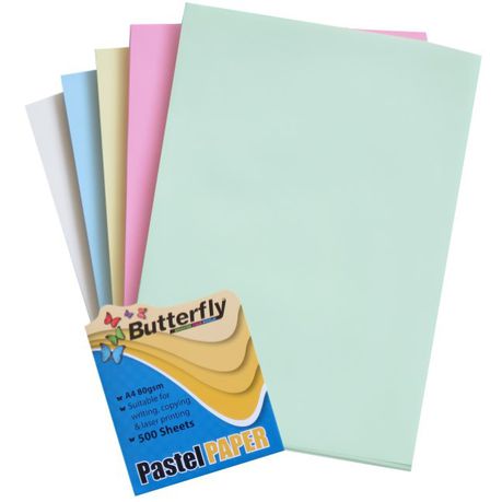 Butterfly A4 Pastel Paper - 80Gm - Assorted