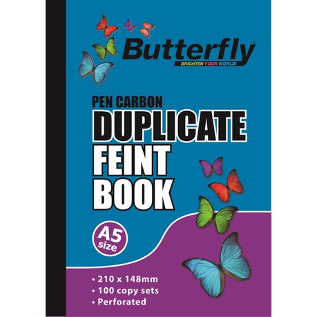 Butterfly A5 Duplicate Book - Feint Plain 200 Sheets Buy Online in Zimbabwe thedailysale.shop