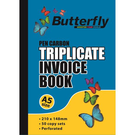 Butterfly A5 Triplicate Book - Invoice 150 Sheets Buy Online in Zimbabwe thedailysale.shop