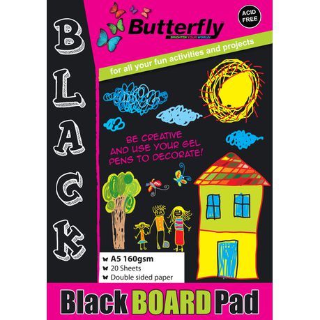 Butterfly Project Paper Pad - Black A5 20 Sheets Buy Online in Zimbabwe thedailysale.shop