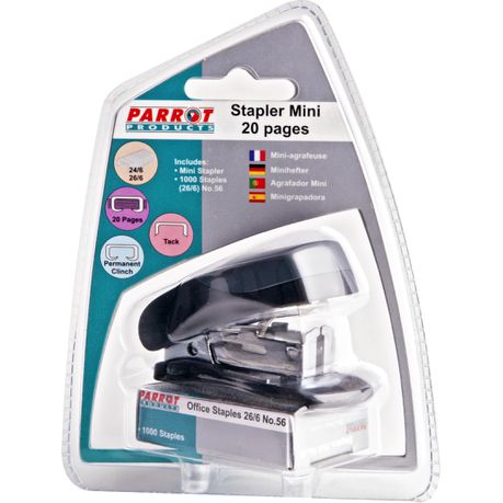 Parrot Stapler Plastic Mini - Black + Staples (1000x 26/6) Buy Online in Zimbabwe thedailysale.shop