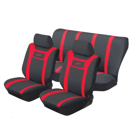 Stingray - Sport Polyester 6 Piece Car Seat Cover Set - Red