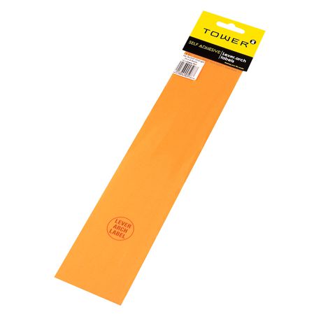 Tower Lever Arch Labels - Fluorescent Orange (Pack of 12)