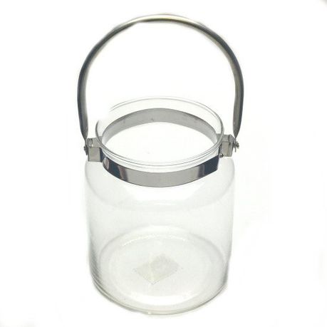 Pamper Hamper - Chrome Handle Glass Jar - White