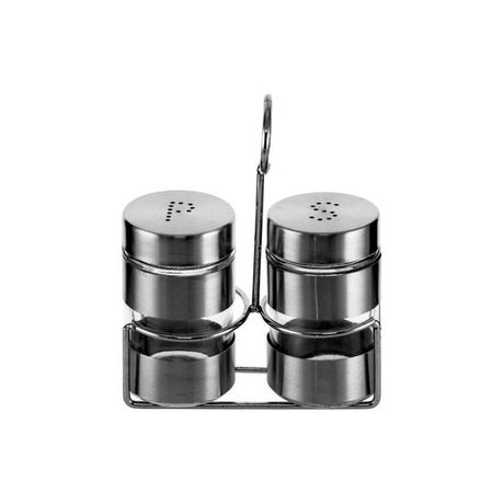 Regent Salt & Pepper Glass Shakers With Metal Coating On Stand 2 Piece 85ml Buy Online in Zimbabwe thedailysale.shop