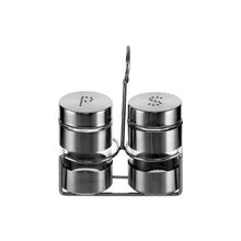 Load image into Gallery viewer, Regent Salt &amp; Pepper Glass Shakers With Metal Coating On Stand 2 Piece 85ml
