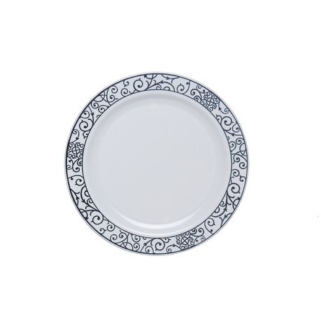 Gizmo - Elegant 22.5cm Silver Lace Rim Plates - Set Of 4