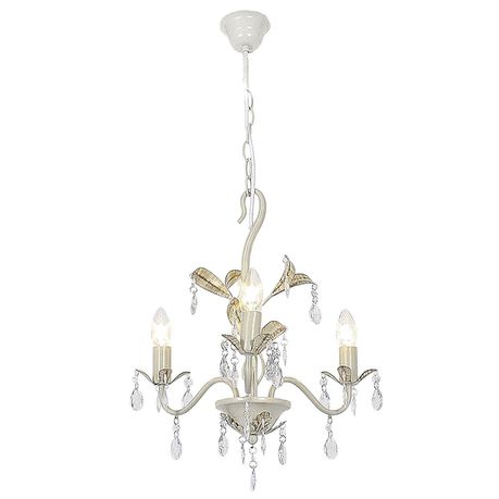 3 Light Metal Chandelier with Clear Acrylic Crystals