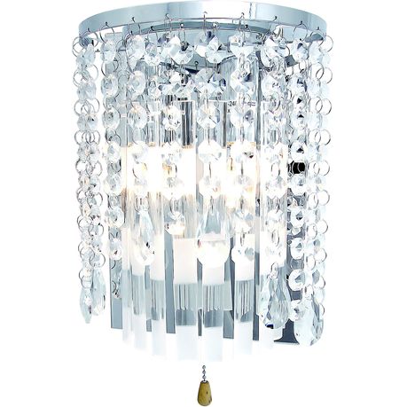 Polished Chrome Wall Bracket with Hanging Glass and Crystals Buy Online in Zimbabwe thedailysale.shop