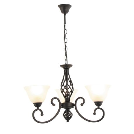 3 Light Black Chandelier with Up Facing Alabaster Glass Buy Online in Zimbabwe thedailysale.shop