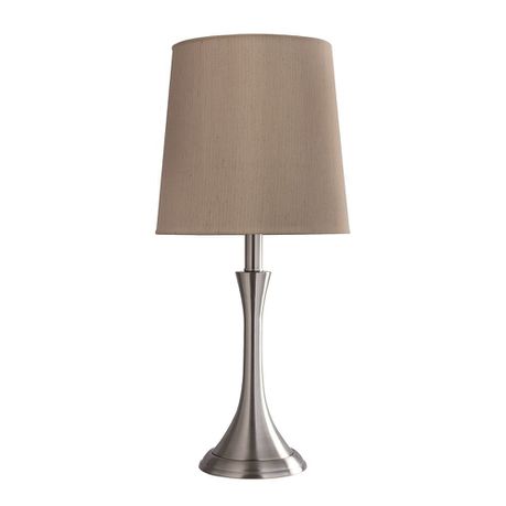 Bright Star Lighting - Satin Chrome Table Lamp With Hessian Colour Fabric Shade Buy Online in Zimbabwe thedailysale.shop