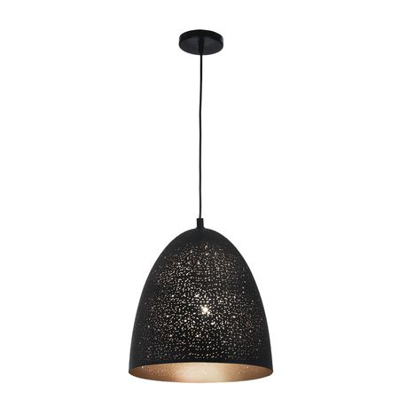 Bright Star Lighting Tall Meshed Matt Black - Domed Metal Cord Pendant