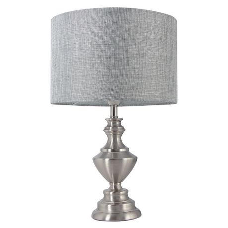 Bright Star Lighting - Polished Chrome Table Lamp With Smoke Fabric Shade