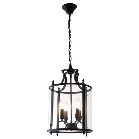 Bright Star Lighting Matt Black Metal Pendant with Clear Glass