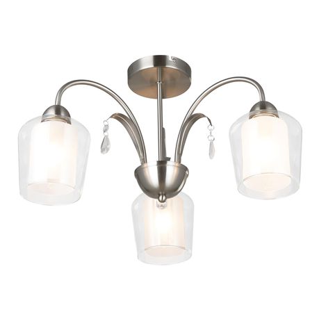 3 Light Satin Chrome Chandelier with Clear and Frosted Glasses Buy Online in Zimbabwe thedailysale.shop