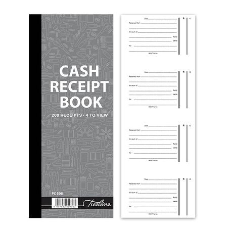 Treeline Cash Receipt Book 4 to view Duplicate  Numbered - Pack of 5