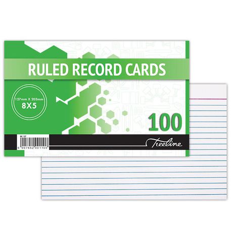 Treeline Ruled Record Cards (8 x 5) Feint - 127 x 203mm Buy Online in Zimbabwe thedailysale.shop