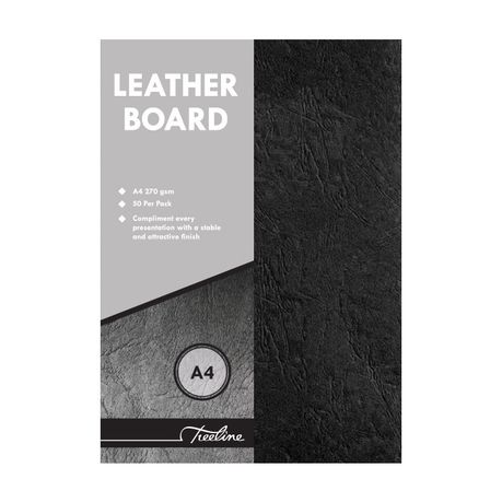 SDS Leather Grain Board  Black A4  270gsm - Pack Of  50 Buy Online in Zimbabwe thedailysale.shop