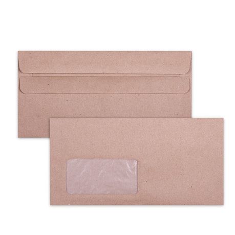 LEO DLB Manilla Window Self Seal Envelopes - Open Long Side - Box of 500