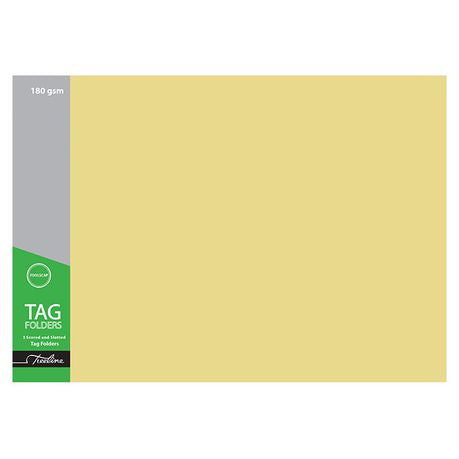 Treeline Tag Manilla Board Folder Yellow 2 Fold Foolscap - Pack of 100