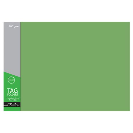 Treeline Tag Manilla Board Folder Green 2 Fold Foolscap 180gsm - Pack  100