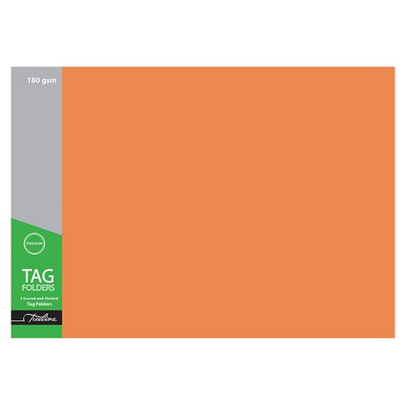 Treeline Tag Manilla Board Folder Orange 2 Fold Foolscap - Pack of 100