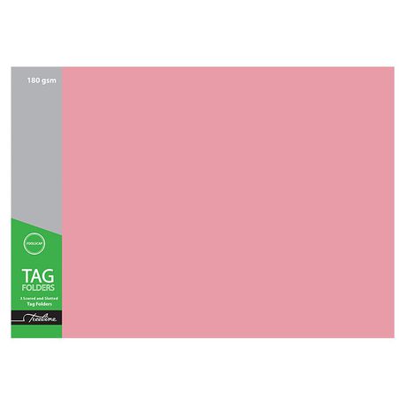 Treeline Tag Manilla Board Folder Pink 2 Fold Foolscap 180gsm - Pack 100