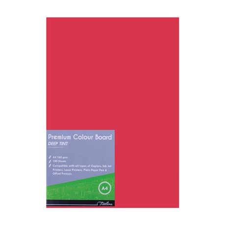 Treeline Project Board Red A4 Deep Tint 160gsm Pack of 100