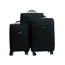 Load image into Gallery viewer, 3 Piece PU Leather Luggage Trolley Bag Set - Black
