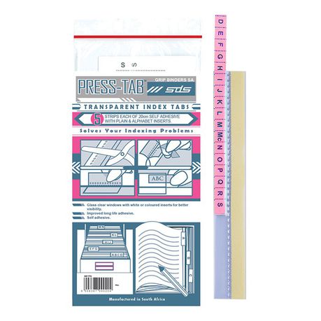 SDS Press Tabs Pink Transparent Index Tabs - 5 Strips per Pack