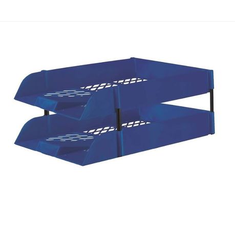 Treeline Desk Letter Tray Set 2 Tier  Blue