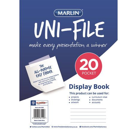 Marlin Uni-File A4 Soft Cover Display File - 20 Pocket Buy Online in Zimbabwe thedailysale.shop