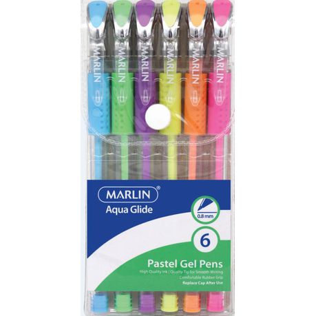 Marlin Flash-Ink Pastel Gel Pens - Blister of 6