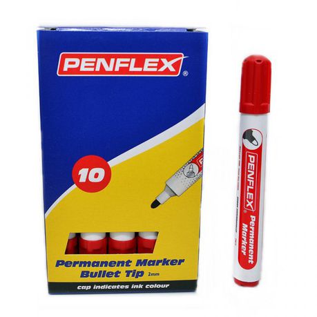 Penflex PM 15 Permanent Markers Bullet Tip Box-10 Red Buy Online in Zimbabwe thedailysale.shop