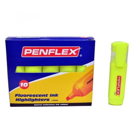 Penflex Highlighters Box-10 Yellow Buy Online in Zimbabwe thedailysale.shop