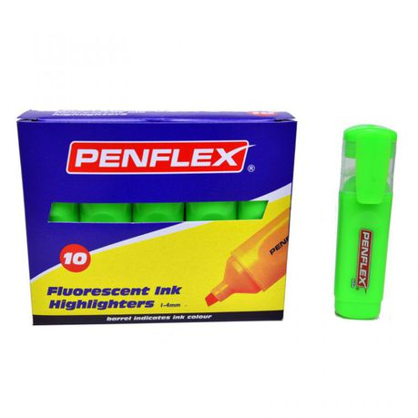 Penflex Highlighters Box-10 Green Buy Online in Zimbabwe thedailysale.shop