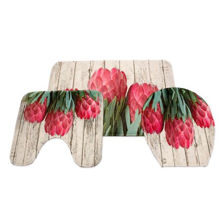 Memories Luxury Foam Bath Mats - Protea on white