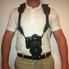 Load image into Gallery viewer, Safari Pro Binocular and Camera Harness with a camo back pocket
