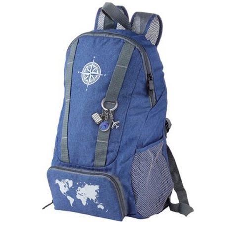 Troika Backpack and KeyringBackpack + Globetrotter set Dark Blue/Grey