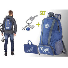 Load image into Gallery viewer, Troika Backpack and KeyringBackpack + Globetrotter set Dark Blue/Grey
