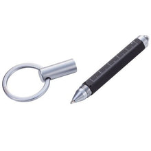 Load image into Gallery viewer, TROIKA Keyring with Torch and Micro Ballpoint Pen - Black
