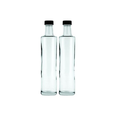 Consol - 500ml Round Oil/Vinegar Bottle With Black Lid - 2 Pack