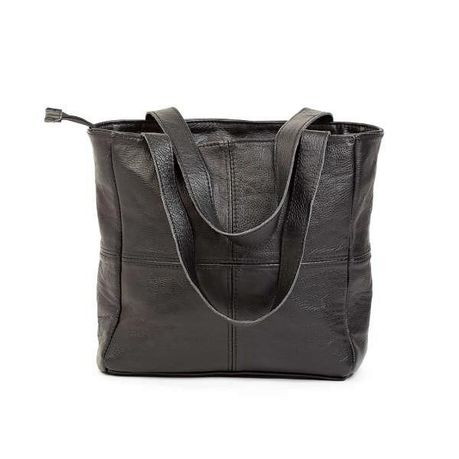 MIRELLE Leather Classic Shopper Handbag - Black