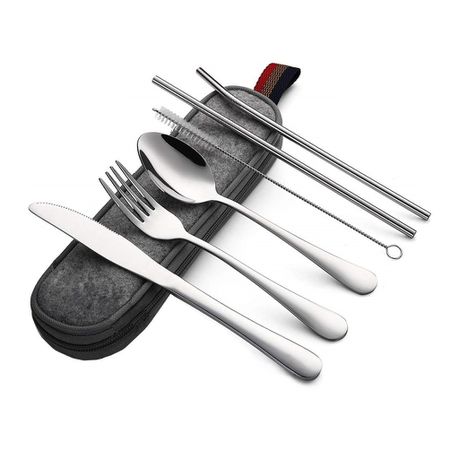 Heartdeco 7Pcs Travel Portable Camping Silverware Tableware Cutlery Set Buy Online in Zimbabwe thedailysale.shop