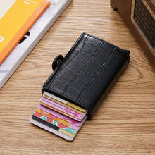 Load image into Gallery viewer, Double Aluminium RFID Blocking Leather Credit Card Holder Wallet-Black
